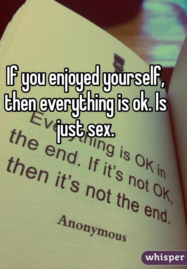 If you enjoyed yourself, then everything is ok. Is just sex.