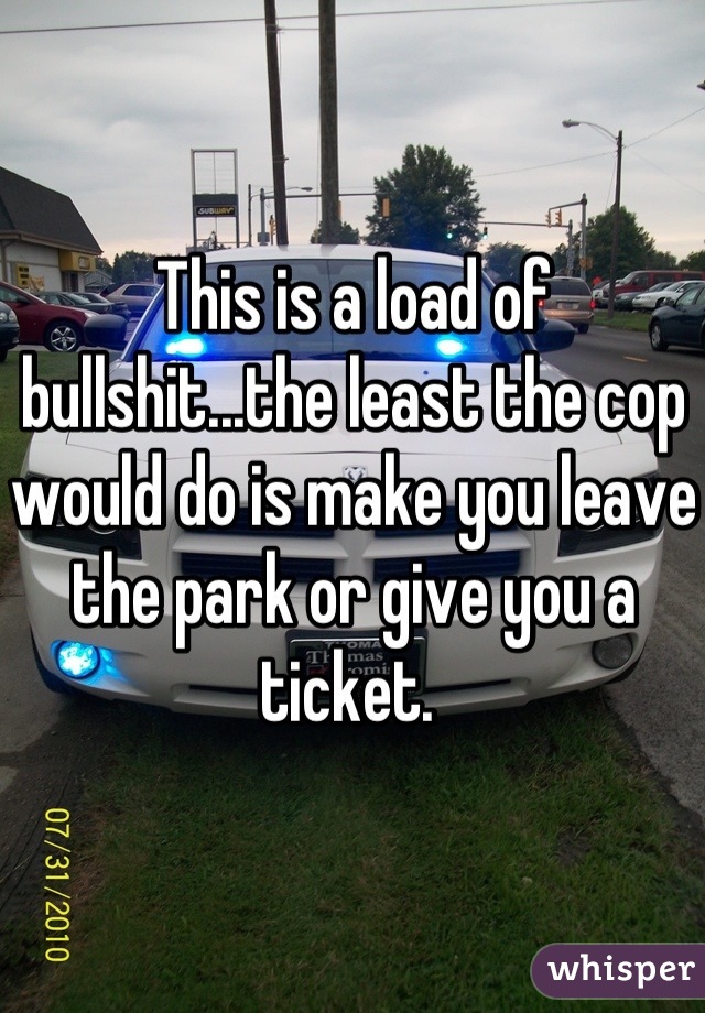 This is a load of bullshit...the least the cop would do is make you leave the park or give you a ticket. 