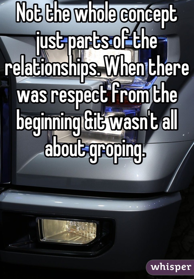 Not the whole concept just parts of the relationships. When there was respect from the beginning &it wasn't all about groping. 