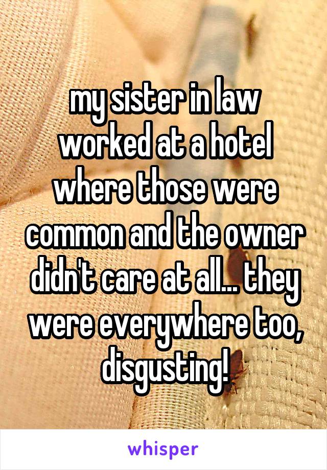 my sister in law worked at a hotel where those were common and the owner didn't care at all... they were everywhere too, disgusting!