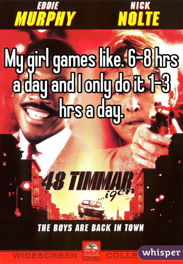 My girl games like. 6-8 hrs a day and I only do it 1-3 hrs a day. 