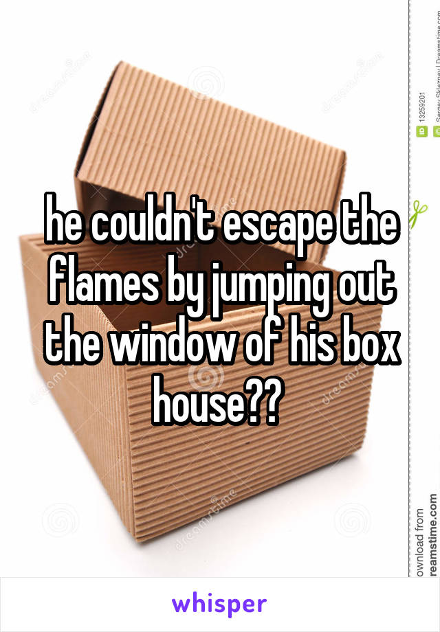 he couldn't escape the flames by jumping out the window of his box house?? 