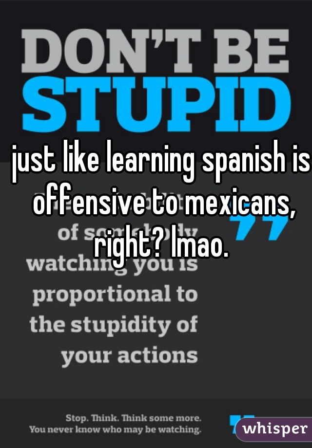 just like learning spanish is offensive to mexicans, right? lmao. 