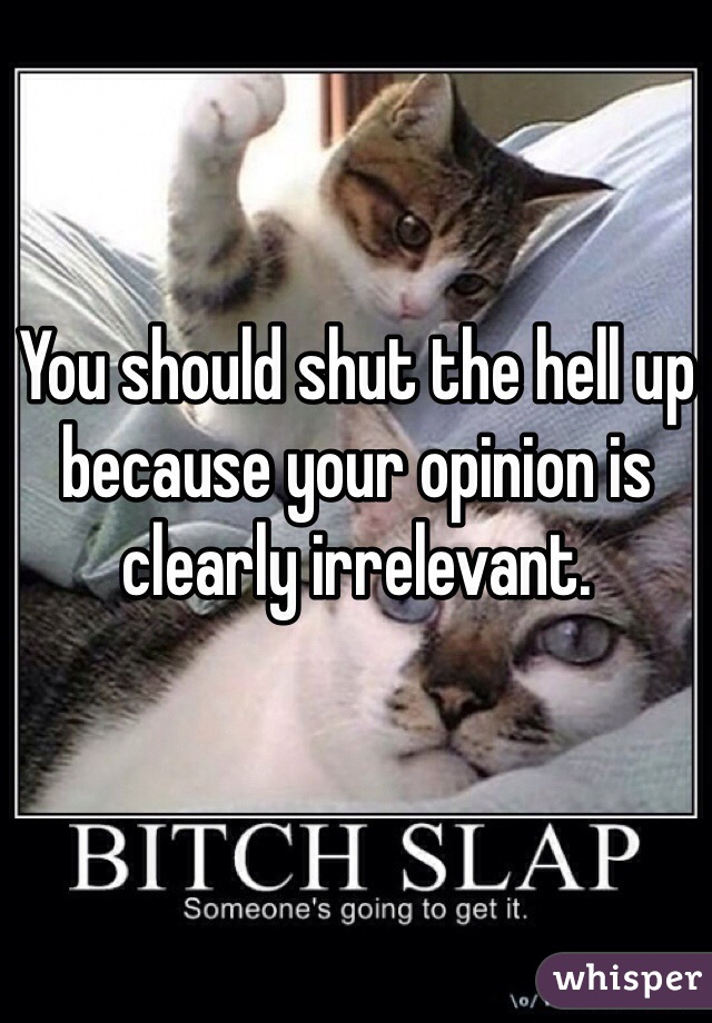 You should shut the hell up because your opinion is clearly irrelevant. 