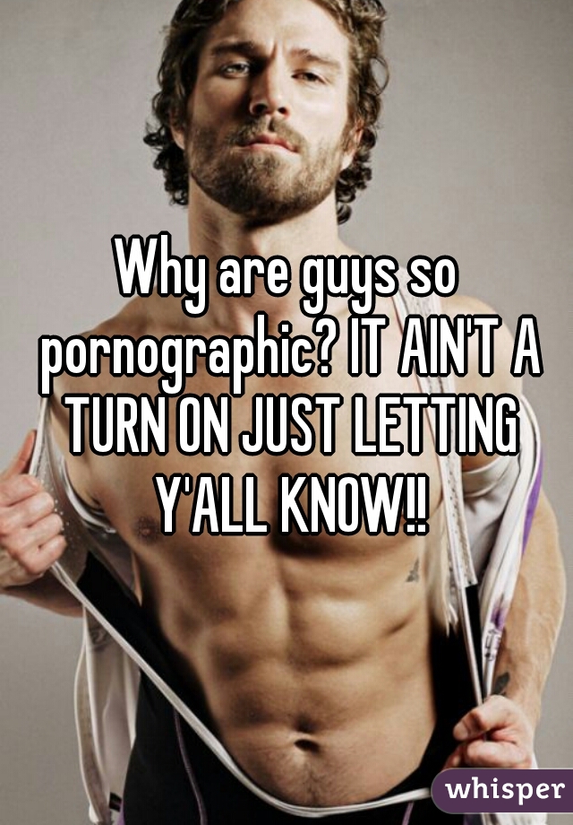 Why are guys so pornographic? IT AIN'T A TURN ON JUST LETTING Y'ALL KNOW!!