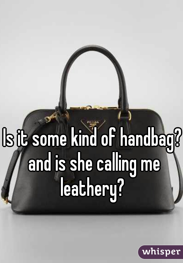 Is it some kind of handbag? and is she calling me leathery? 
