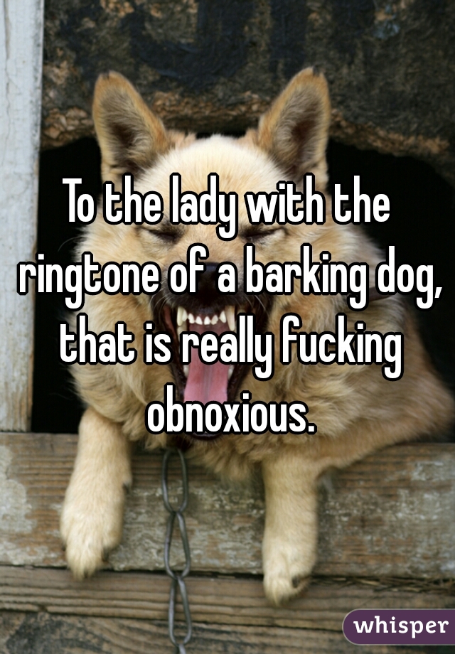 To the lady with the ringtone of a barking dog, that is really fucking obnoxious.