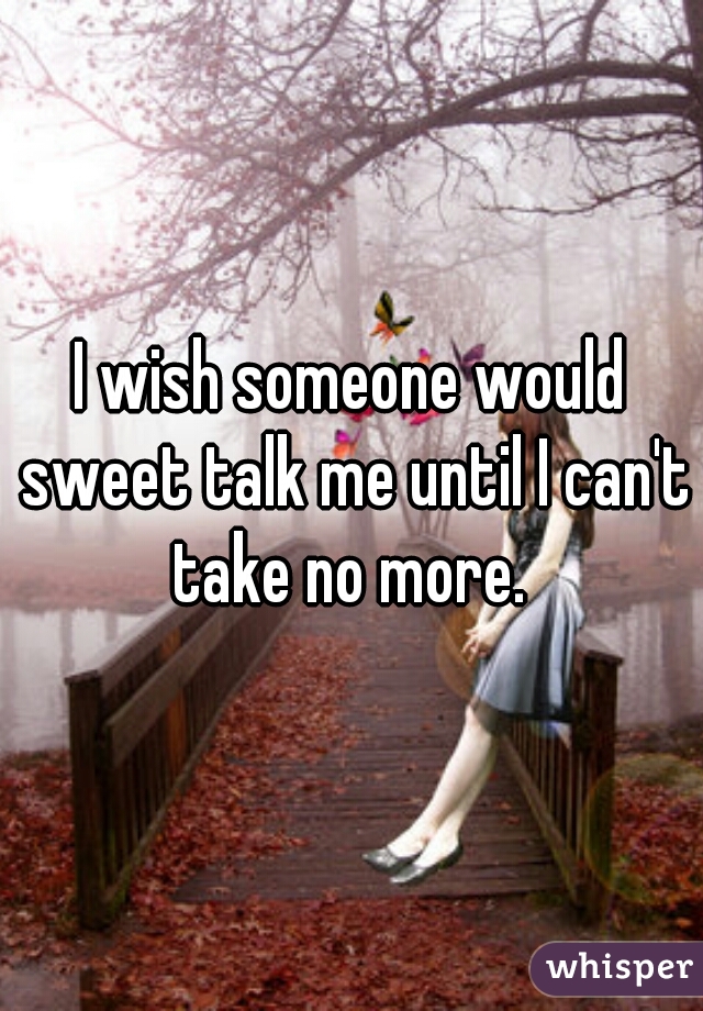 I wish someone would sweet talk me until I can't take no more. 