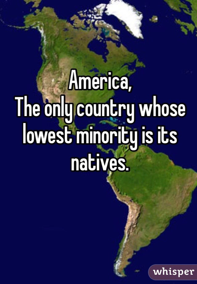 America,
The only country whose lowest minority is its natives. 