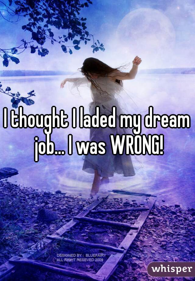 I thought I laded my dream job... I was WRONG!