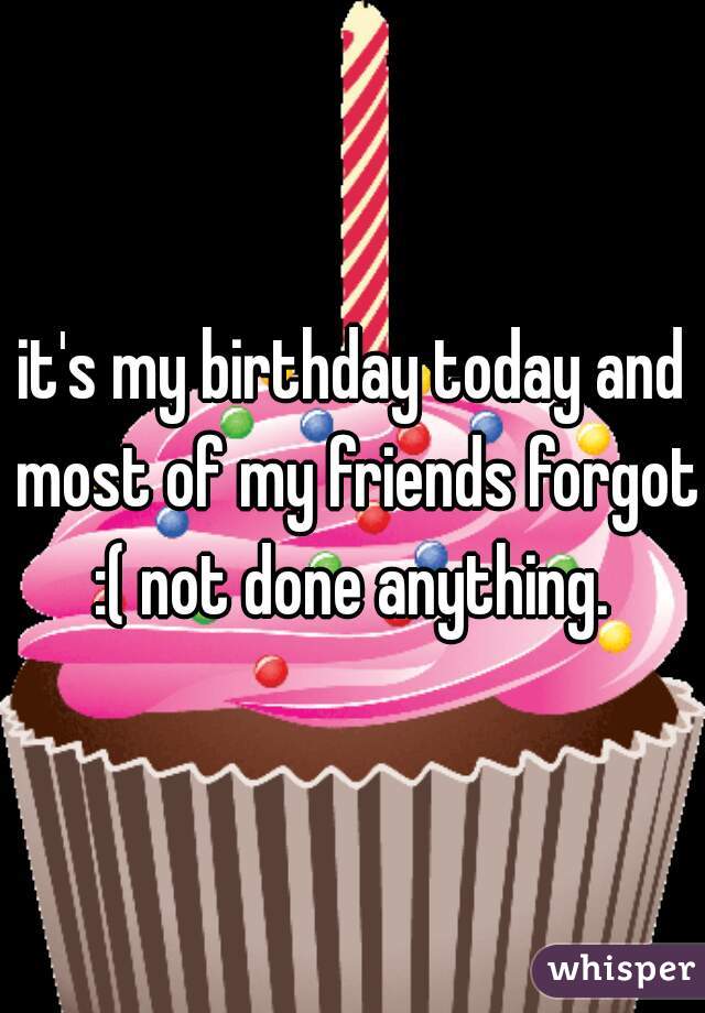 it's my birthday today and most of my friends forgot :( not done anything. 