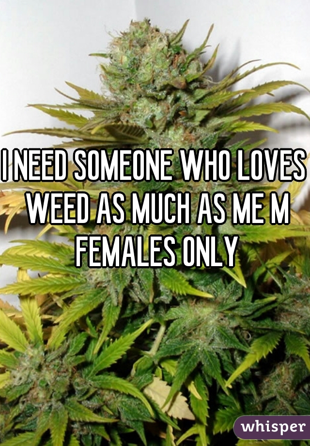 I NEED SOMEONE WHO LOVES WEED AS MUCH AS ME M FEMALES ONLY