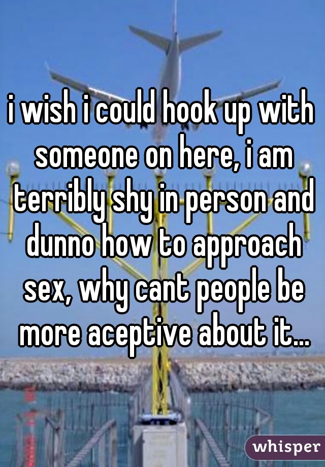 i wish i could hook up with someone on here, i am terribly shy in person and dunno how to approach sex, why cant people be more aceptive about it...
