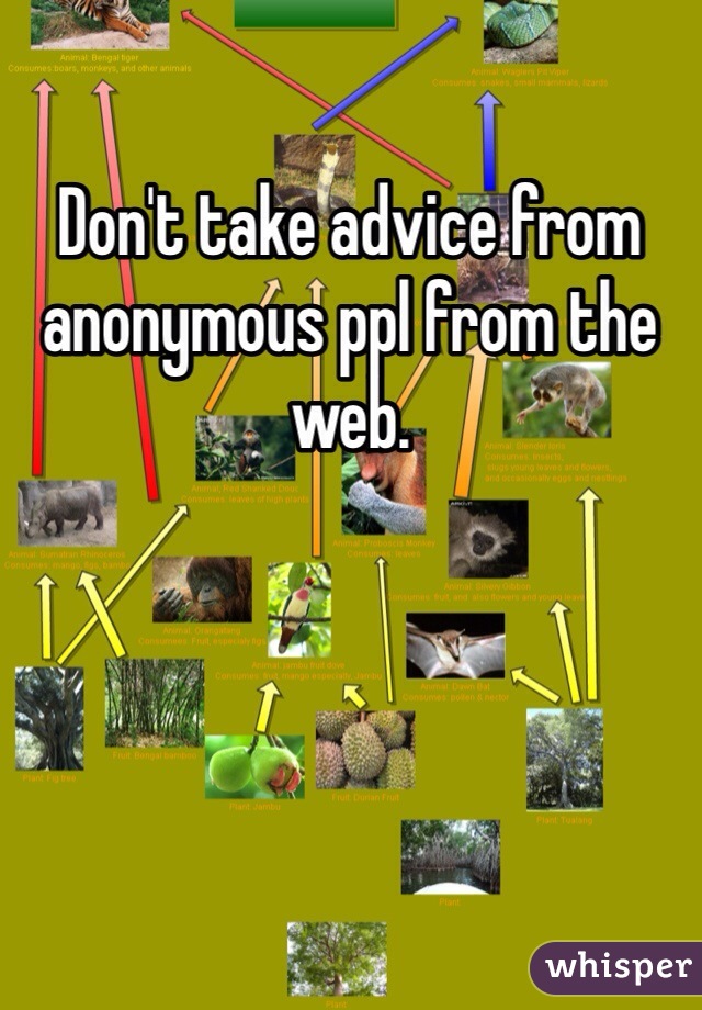 Don't take advice from anonymous ppl from the web.