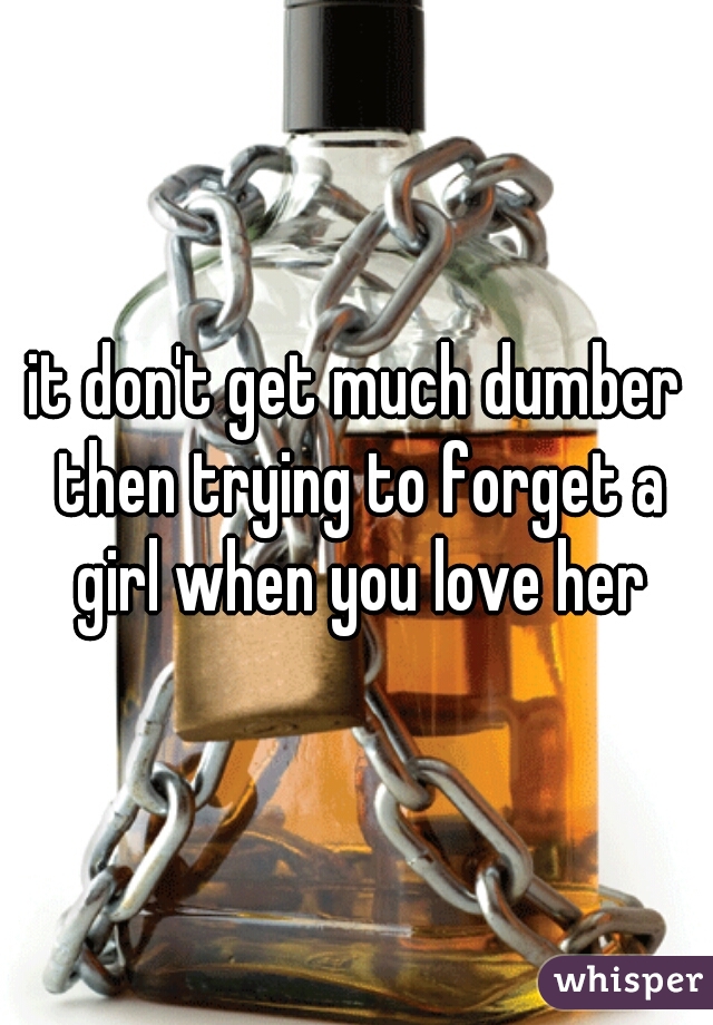it don't get much dumber then trying to forget a girl when you love her