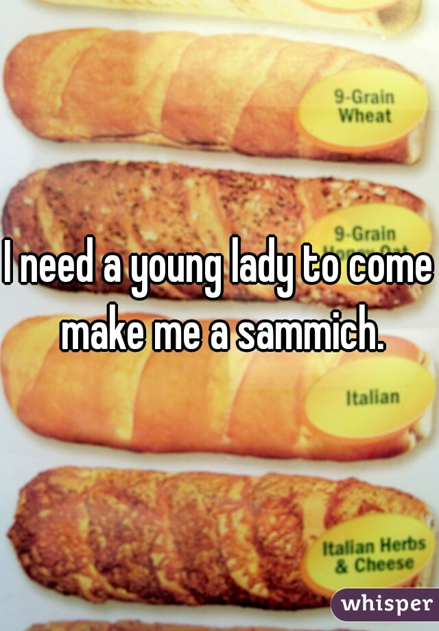 I need a young lady to come make me a sammich.