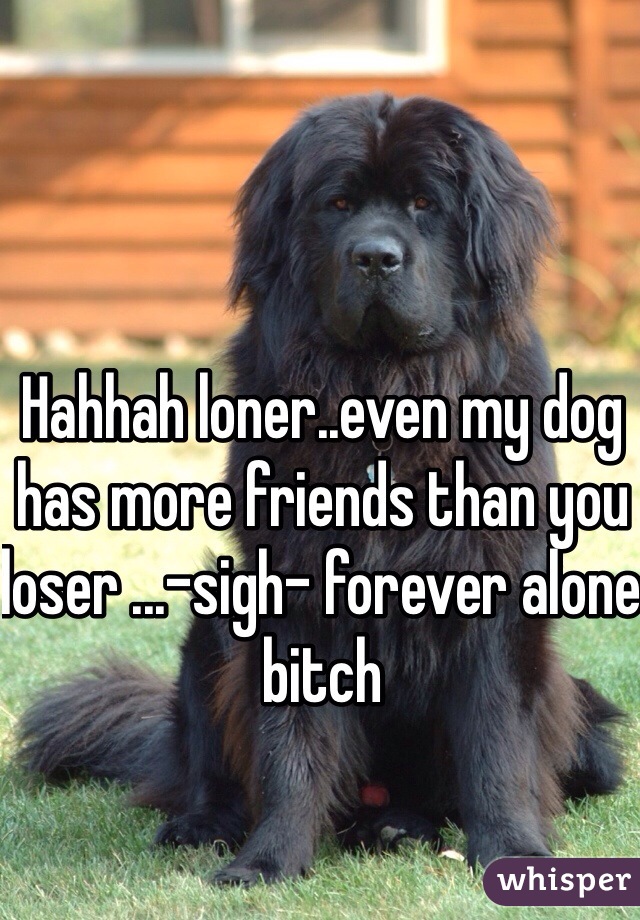 Hahhah loner..even my dog has more friends than you loser ...-sigh- forever alone bitch