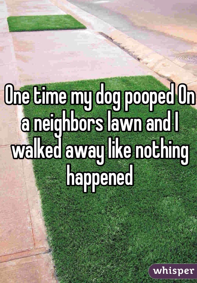 One time my dog pooped On a neighbors lawn and I walked away like nothing happened 