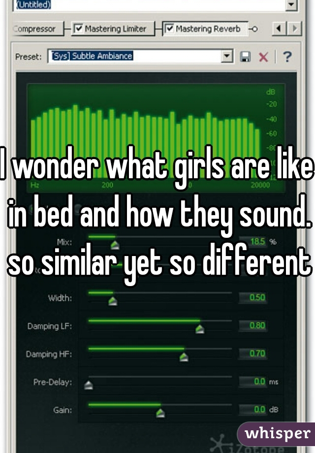 I wonder what girls are like in bed and how they sound. so similar yet so different.