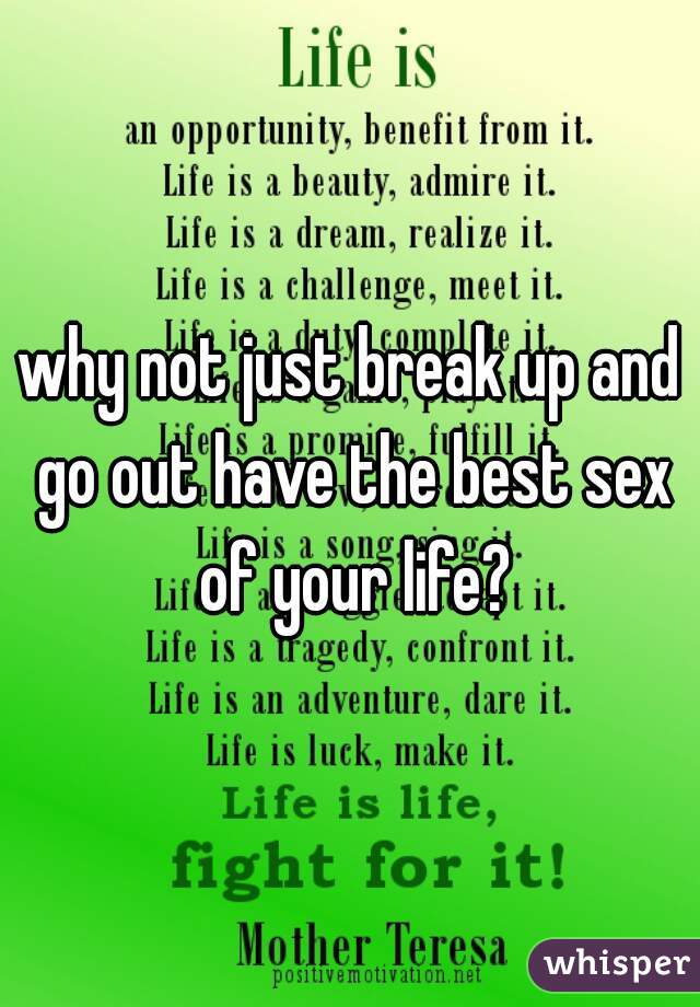 why not just break up and go out have the best sex of your life?