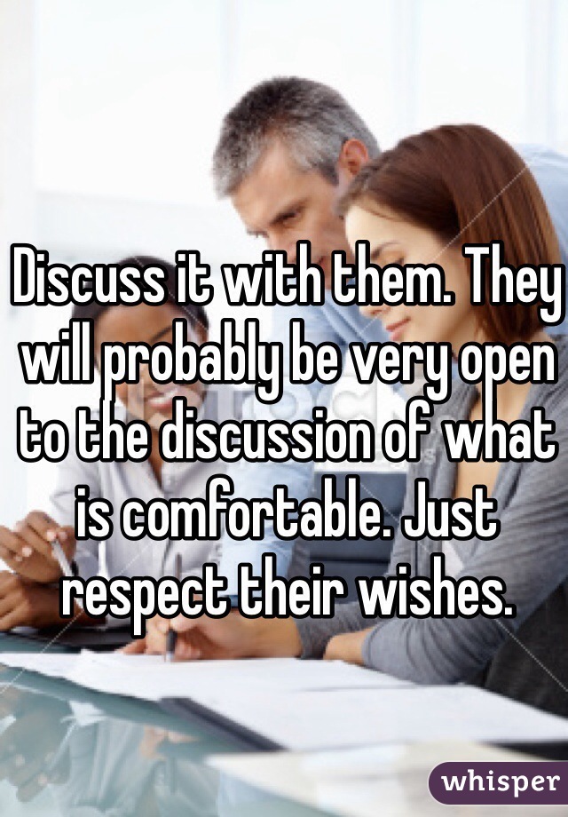 Discuss it with them. They will probably be very open to the discussion of what is comfortable. Just respect their wishes. 