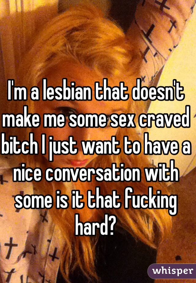 I'm a lesbian that doesn't make me some sex craved bitch I just want to have a nice conversation with some is it that fucking hard?