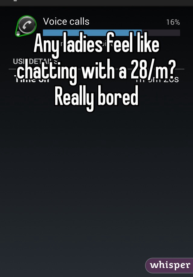 Any ladies feel like chatting with a 28/m? Really bored