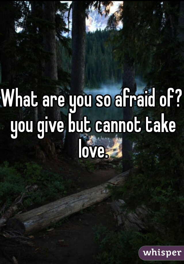What are you so afraid of? you give but cannot take love.
