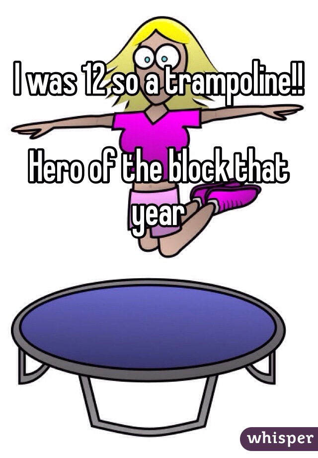 I was 12 so a trampoline!!

Hero of the block that year 