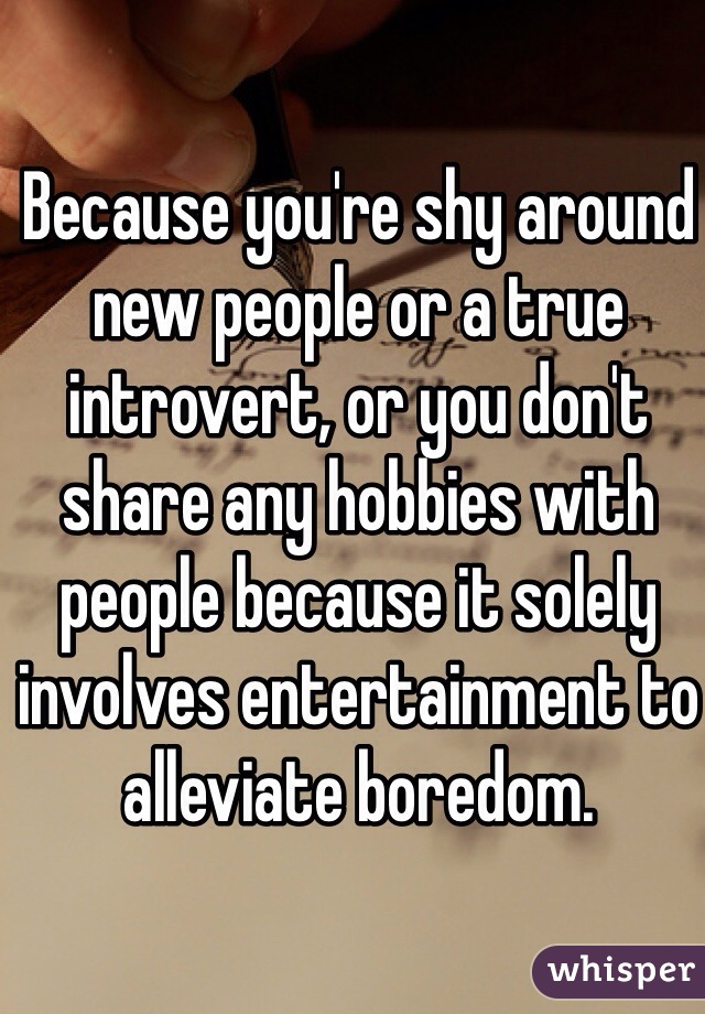 Because you're shy around new people or a true introvert, or you don't share any hobbies with people because it solely involves entertainment to alleviate boredom.