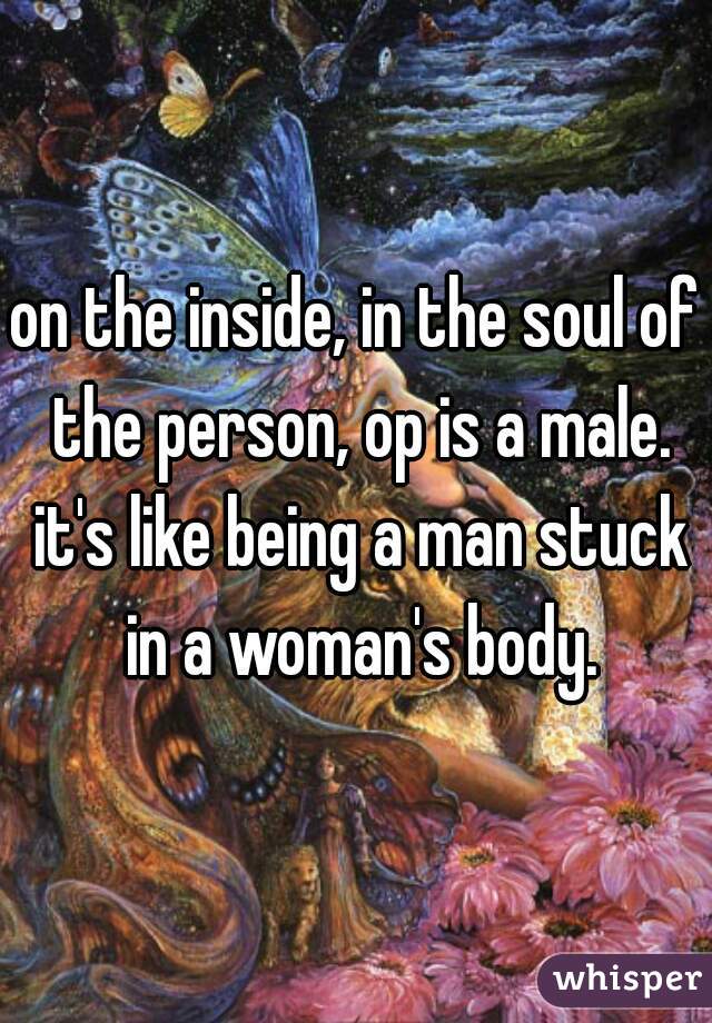 on the inside, in the soul of the person, op is a male. it's like being a man stuck in a woman's body.