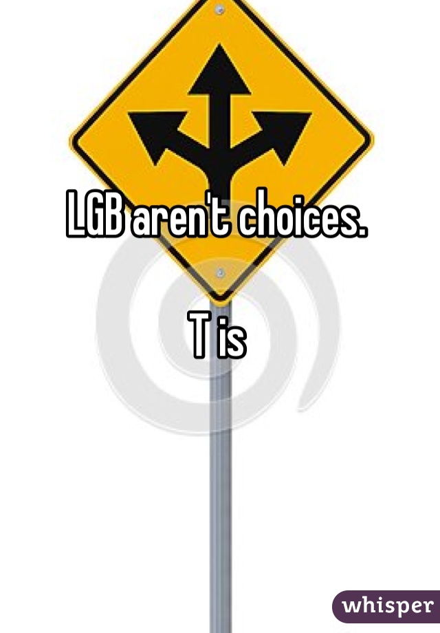 LGB aren't choices. 

T is