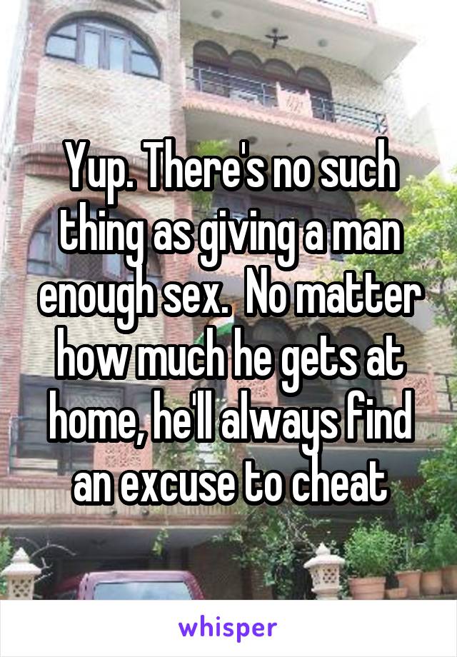 Yup. There's no such thing as giving a man enough sex.  No matter how much he gets at home, he'll always find an excuse to cheat