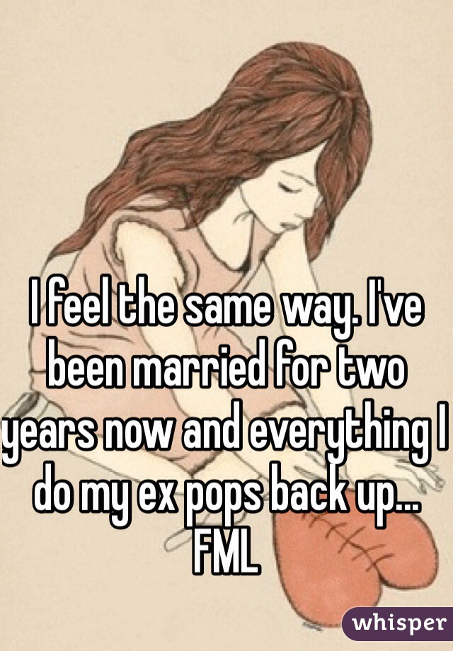 I feel the same way. I've been married for two years now and everything I do my ex pops back up... FML