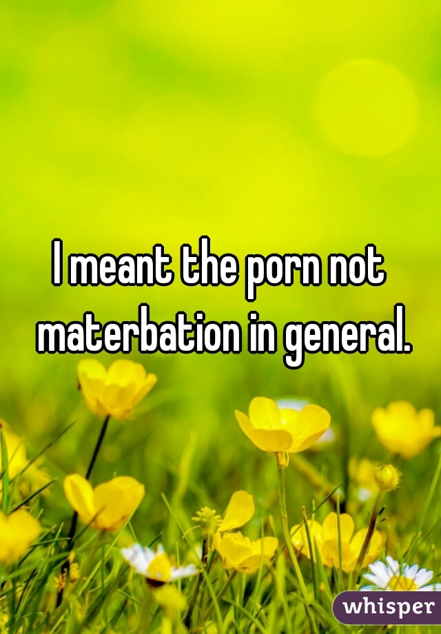 I meant the porn not materbation in general.