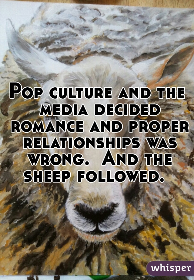 Pop culture and the media decided romance and proper relationships was wrong.  And the sheep followed.  