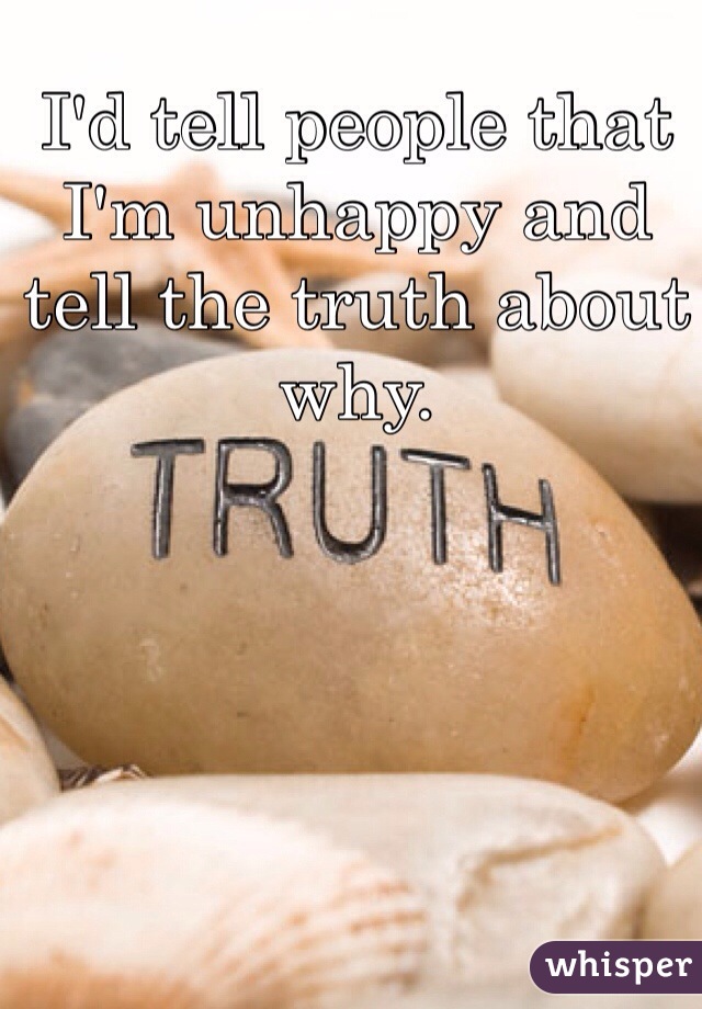 I'd tell people that I'm unhappy and tell the truth about why. 