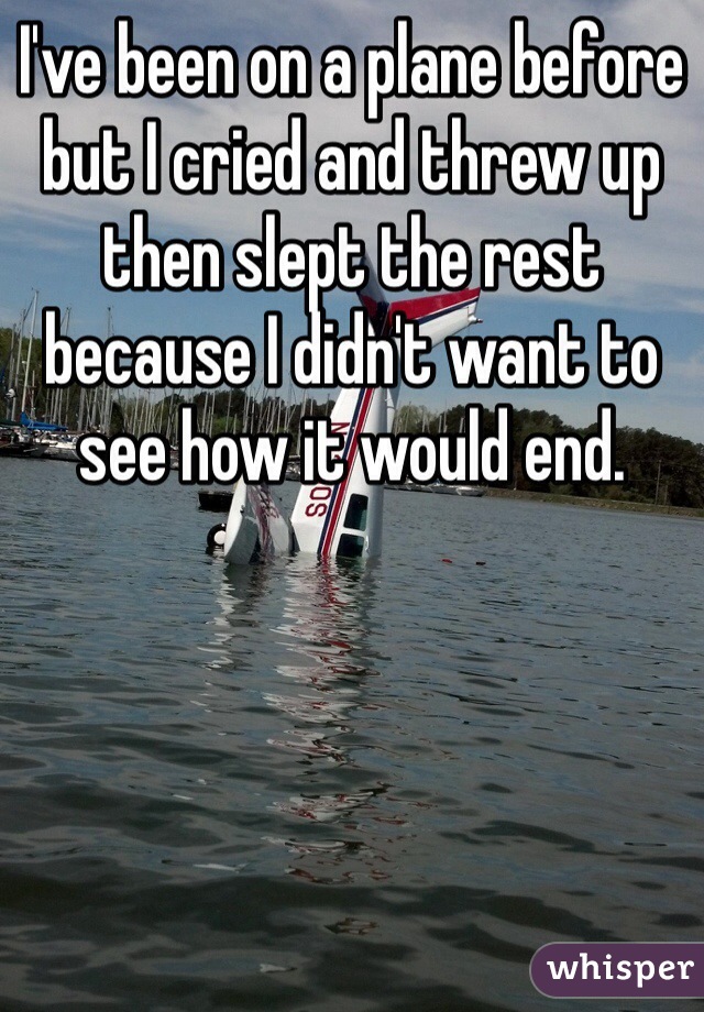 I've been on a plane before but I cried and threw up then slept the rest because I didn't want to see how it would end.