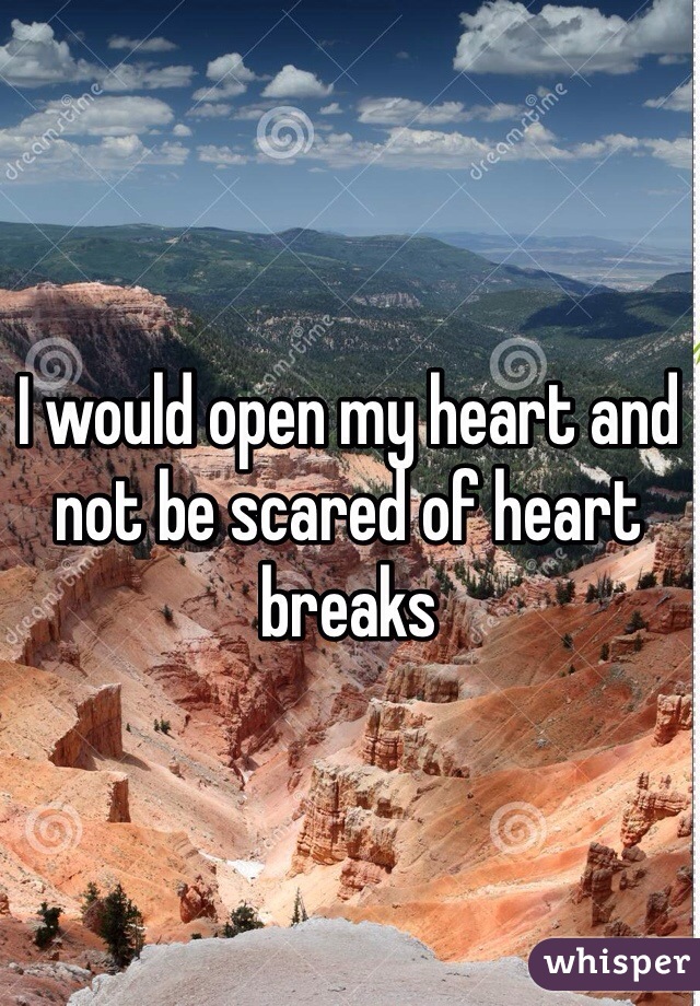 I would open my heart and not be scared of heart breaks 