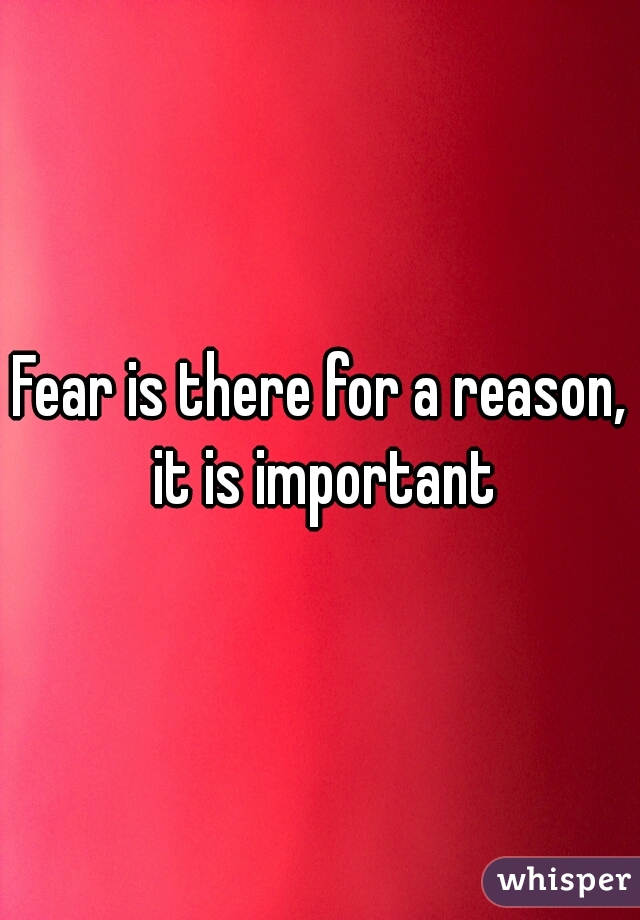 Fear is there for a reason, it is important