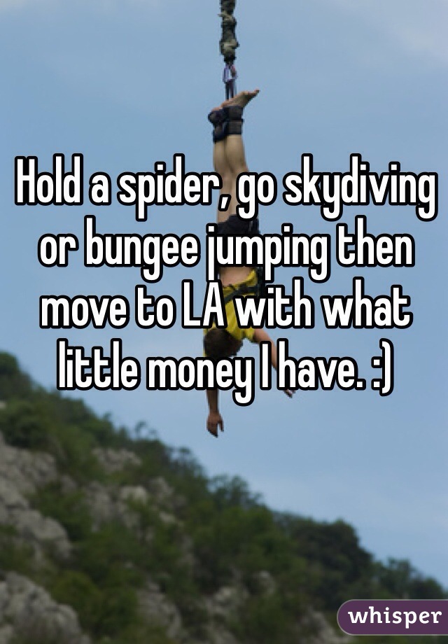 Hold a spider, go skydiving or bungee jumping then move to LA with what little money I have. :) 