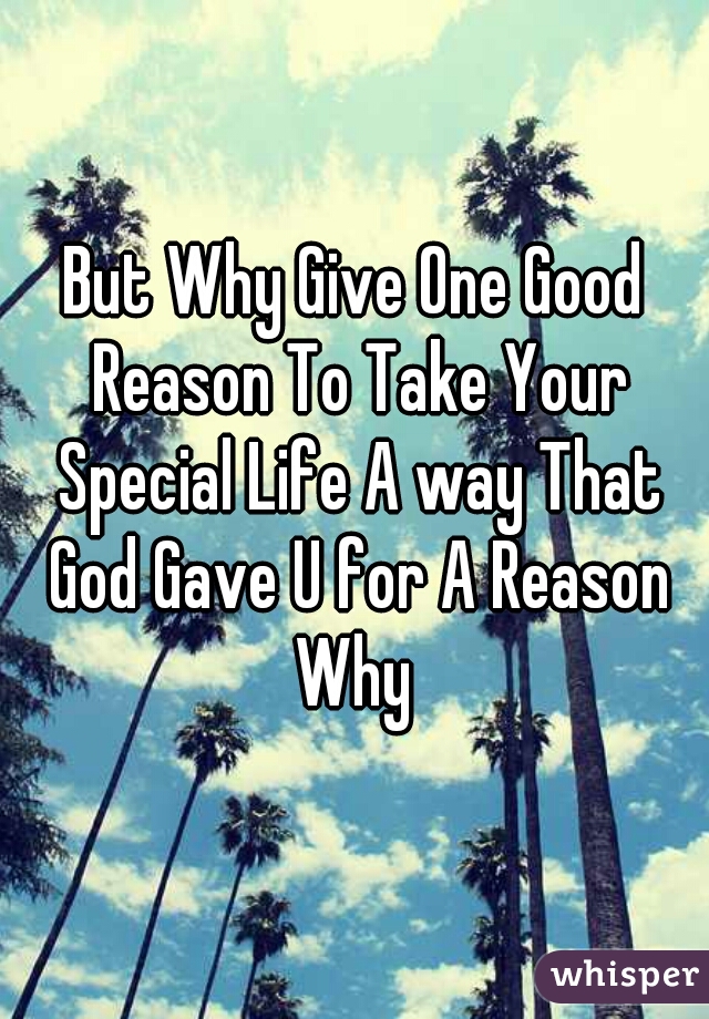 But Why Give One Good Reason To Take Your Special Life A way That God Gave U for A Reason Why 