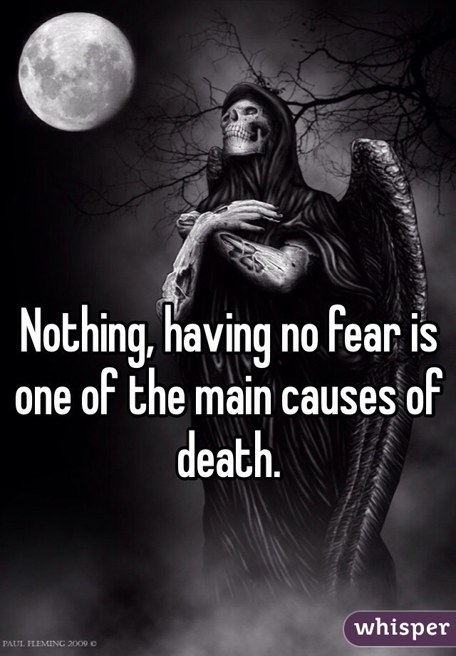 Nothing, having no fear is one of the main causes of death.