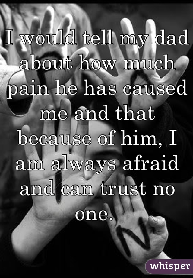 I would tell my dad about how much pain he has caused me and that because of him, I am always afraid and can trust no one. 
