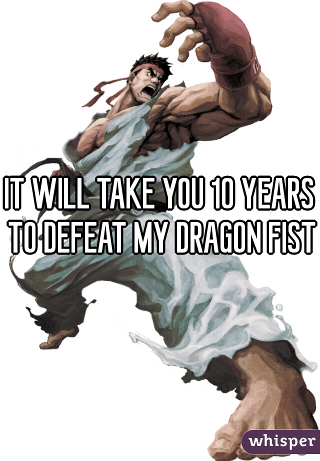 IT WILL TAKE YOU 10 YEARS TO DEFEAT MY DRAGON FIST