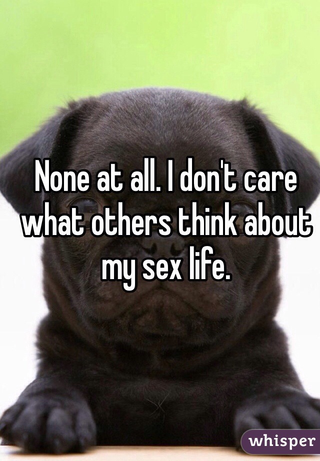 None at all. I don't care what others think about my sex life. 