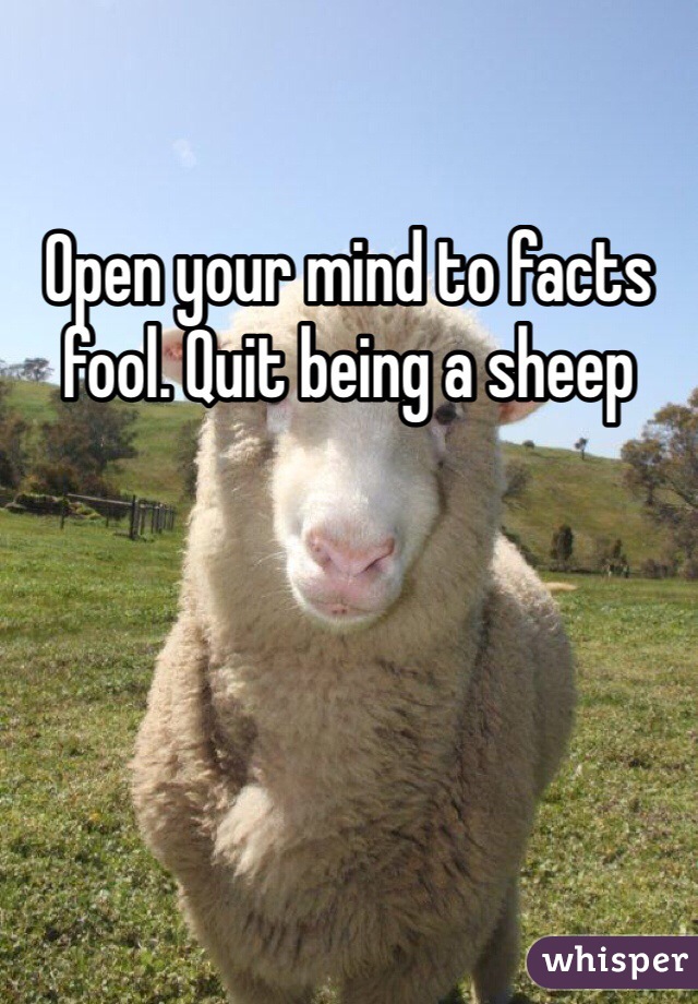 Open your mind to facts fool. Quit being a sheep 