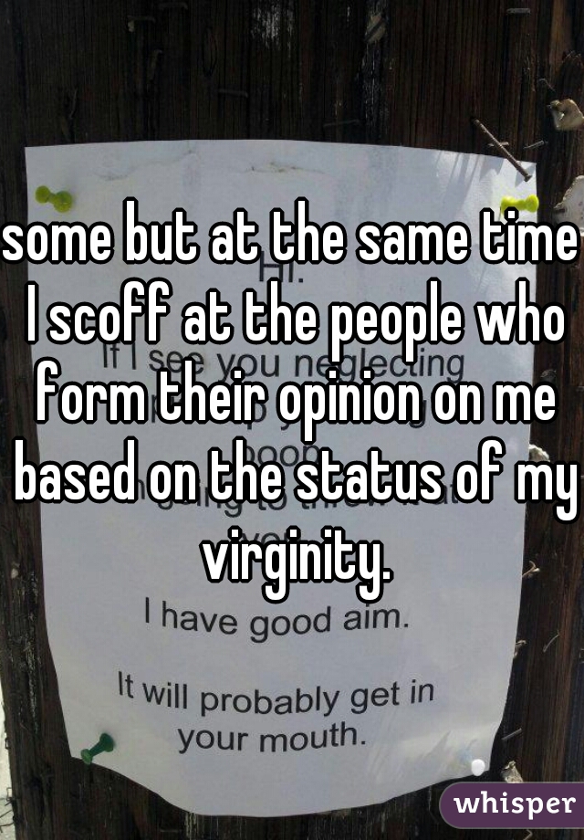 some but at the same time I scoff at the people who form their opinion on me based on the status of my virginity.