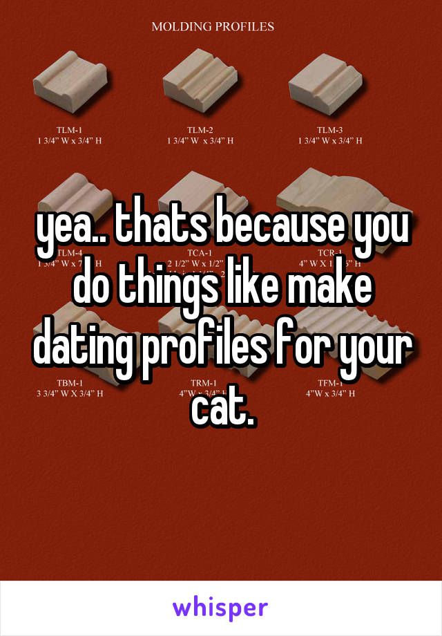 yea.. thats because you do things like make dating profiles for your cat.