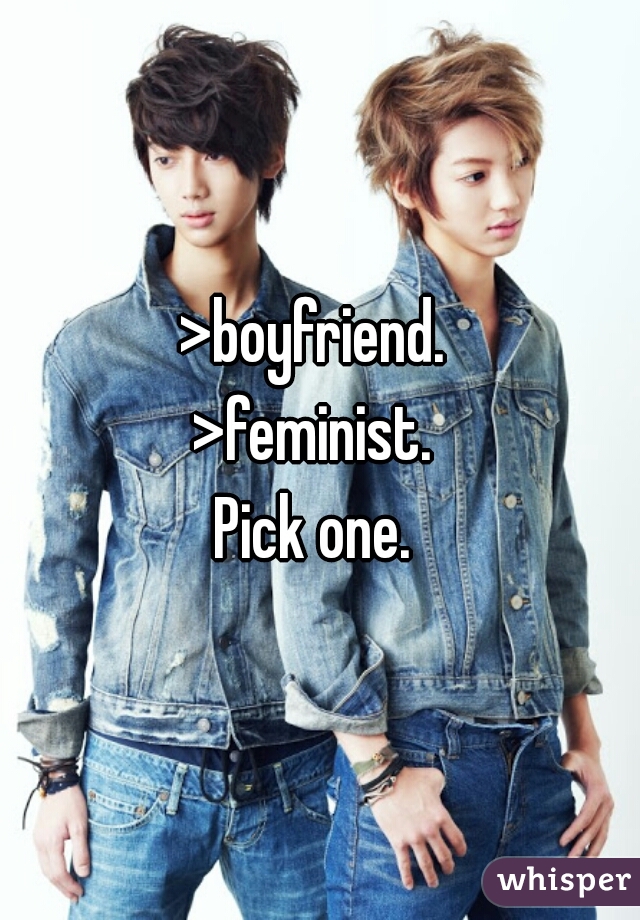 >boyfriend. 
>feminist. 

Pick one. 
